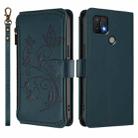 For OPPO A16e / A16k Butterfly Love Flower Multi-card Zipper Wallet Leather Phone Case(Dark Green) - 2
