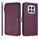 For OPPO F29 5G Global Butterfly Love Flower Multi-card Zipper Wallet Leather Phone Case(Dark Purple) - 2