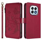 For OPPO F29 5G Global Butterfly Love Flower Multi-card Zipper Wallet Leather Phone Case(Wine Red) - 2