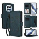 For OPPO F29 5G Global Butterfly Love Flower Multi-card Zipper Wallet Leather Phone Case(Dark Green) - 1