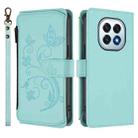 For OPPO F29 5G Global Butterfly Love Flower Multi-card Zipper Wallet Leather Phone Case(Mint Green) - 2