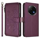 For OPPO F29 Pro 5G Global Butterfly Love Flower Multi-card Zipper Wallet Leather Phone Case(Dark Purple) - 2