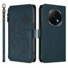 For OPPO F29 Pro 5G Global Butterfly Love Flower Multi-card Zipper Wallet Leather Phone Case(Dark Green) - 2