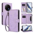 For OPPO F29 Pro 5G Global Butterfly Love Flower Multi-card Zipper Wallet Leather Phone Case(Light Purple) - 1