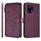 For OPPO Find X5 Butterfly Love Flower Multi-card Zipper Wallet Leather Phone Case(Dark Purple) - 2