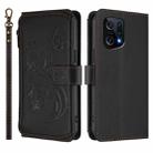 For OPPO Find X5 Butterfly Love Flower Multi-card Zipper Wallet Leather Phone Case(Black) - 2