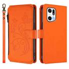 For OPPO Find X5 Pro Butterfly Love Flower Multi-card Zipper Wallet Leather Phone Case(Orange) - 2