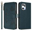 For OPPO Find X5 Pro Butterfly Love Flower Multi-card Zipper Wallet Leather Phone Case(Dark Green) - 2