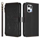 For OPPO Find X5 Pro Butterfly Love Flower Multi-card Zipper Wallet Leather Phone Case(Black) - 2