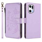 For OPPO Find X5 Pro Butterfly Love Flower Multi-card Zipper Wallet Leather Phone Case(Light Purple) - 2