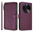 For OPPO Find X6 5G Butterfly Love Flower Multi-card Zipper Wallet Leather Phone Case(Dark Purple) - 2