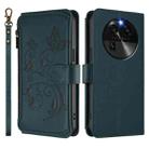 For OPPO Find X6 5G Butterfly Love Flower Multi-card Zipper Wallet Leather Phone Case(Dark Green) - 2
