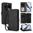 For OPPO Find X6 5G Butterfly Love Flower Multi-card Zipper Wallet Leather Phone Case(Black) - 1