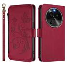 For OPPO Find X6 Pro 5G Butterfly Love Flower Multi-card Zipper Wallet Leather Phone Case(Wine Red) - 2