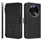 For OPPO Find X6 Pro 5G Butterfly Love Flower Multi-card Zipper Wallet Leather Phone Case(Black) - 2