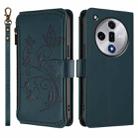 For OPPO Find X7 Butterfly Love Flower Multi-card Zipper Wallet Leather Phone Case(Dark Green) - 2
