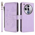 For OPPO Find X7 Butterfly Love Flower Multi-card Zipper Wallet Leather Phone Case(Light Purple) - 2