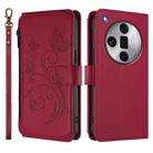 For OPPO Find X7 Ultra Butterfly Love Flower Multi-card Zipper Wallet Leather Phone Case(Wine Red) - 2