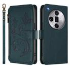 For OPPO Find X7 Ultra Butterfly Love Flower Multi-card Zipper Wallet Leather Phone Case(Dark Green) - 2