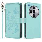 For OPPO Find X7 Ultra Butterfly Love Flower Multi-card Zipper Wallet Leather Phone Case(Mint Green) - 2