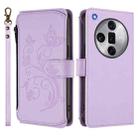 For OPPO Find X7 Ultra Butterfly Love Flower Multi-card Zipper Wallet Leather Phone Case(Light Purple) - 2