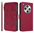 For OPPO Find X8 5G Butterfly Love Flower Multi-card Zipper Wallet Leather Phone Case(Wine Red) - 2