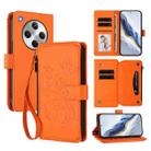 For OPPO Find X8 5G Butterfly Love Flower Multi-card Zipper Wallet Leather Phone Case(Orange) - 1