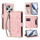 For OPPO Find X8 5G Butterfly Love Flower Multi-card Zipper Wallet Leather Phone Case(Pink) - 1