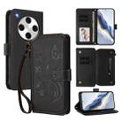 For OPPO Find X8 Pro 5G Butterfly Love Flower Multi-card Zipper Wallet Leather Phone Case(Black) - 1