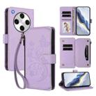 For OPPO Find X8 Pro 5G Butterfly Love Flower Multi-card Zipper Wallet Leather Phone Case(Light Purple) - 1