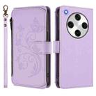 For OPPO Find X8 Pro 5G Butterfly Love Flower Multi-card Zipper Wallet Leather Phone Case(Light Purple) - 2