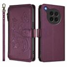 For OPPO Find X8s 5G Butterfly Love Flower Multi-card Zipper Wallet Leather Phone Case(Dark Purple) - 2