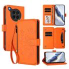 For OPPO Find X8s 5G Butterfly Love Flower Multi-card Zipper Wallet Leather Phone Case(Orange) - 1
