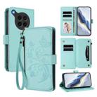 For OPPO Find X8s 5G Butterfly Love Flower Multi-card Zipper Wallet Leather Phone Case(Mint Green) - 1