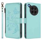 For OPPO Find X8s 5G Butterfly Love Flower Multi-card Zipper Wallet Leather Phone Case(Mint Green) - 2