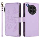 For OPPO Find X8s 5G Butterfly Love Flower Multi-card Zipper Wallet Leather Phone Case(Light Purple) - 2