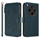 For OPPO Find X8s+ 5G Butterfly Love Flower Multi-card Zipper Wallet Leather Phone Case(Dark Green) - 2