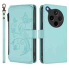 For OPPO Find X8s+ 5G Butterfly Love Flower Multi-card Zipper Wallet Leather Phone Case(Mint Green) - 2