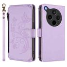 For OPPO Find X8s+ 5G Butterfly Love Flower Multi-card Zipper Wallet Leather Phone Case(Light Purple) - 2
