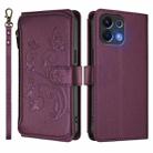 For OPPO K13 India Butterfly Love Flower Multi-card Zipper Wallet Leather Phone Case(Dark Purple) - 2