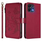 For OPPO K13 India Butterfly Love Flower Multi-card Zipper Wallet Leather Phone Case(Wine Red) - 2