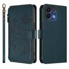 For OPPO K13 India Butterfly Love Flower Multi-card Zipper Wallet Leather Phone Case(Dark Green) - 2