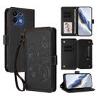 For OPPO K13 India Butterfly Love Flower Multi-card Zipper Wallet Leather Phone Case(Black) - 1