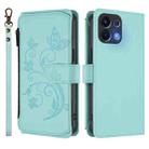 For OPPO K13 India Butterfly Love Flower Multi-card Zipper Wallet Leather Phone Case(Mint Green) - 2