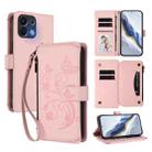 For OPPO K13 India Butterfly Love Flower Multi-card Zipper Wallet Leather Phone Case(Pink) - 1
