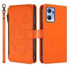 For OPPO Reno7 5G Global / Find X5 Lite Butterfly Love Flower Multi-card Zipper Wallet Leather Phone Case(Orange) - 2