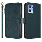 For OPPO Reno7 5G Global / Find X5 Lite Butterfly Love Flower Multi-card Zipper Wallet Leather Phone Case(Dark Green) - 2