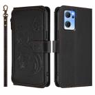 For OPPO Reno7 5G Global / Find X5 Lite Butterfly Love Flower Multi-card Zipper Wallet Leather Phone Case(Black) - 2