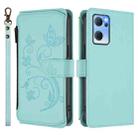 For OPPO Reno7 5G Global / Find X5 Lite Butterfly Love Flower Multi-card Zipper Wallet Leather Phone Case(Mint Green) - 2