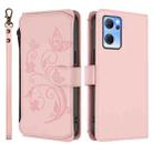 For OPPO Reno7 5G Global / Find X5 Lite Butterfly Love Flower Multi-card Zipper Wallet Leather Phone Case(Pink) - 2